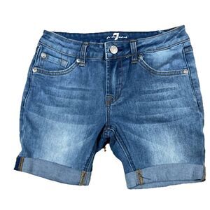 Girls Size 12 Jean Shorts 7 for all mankind Jeans  Rolled Denim Casual